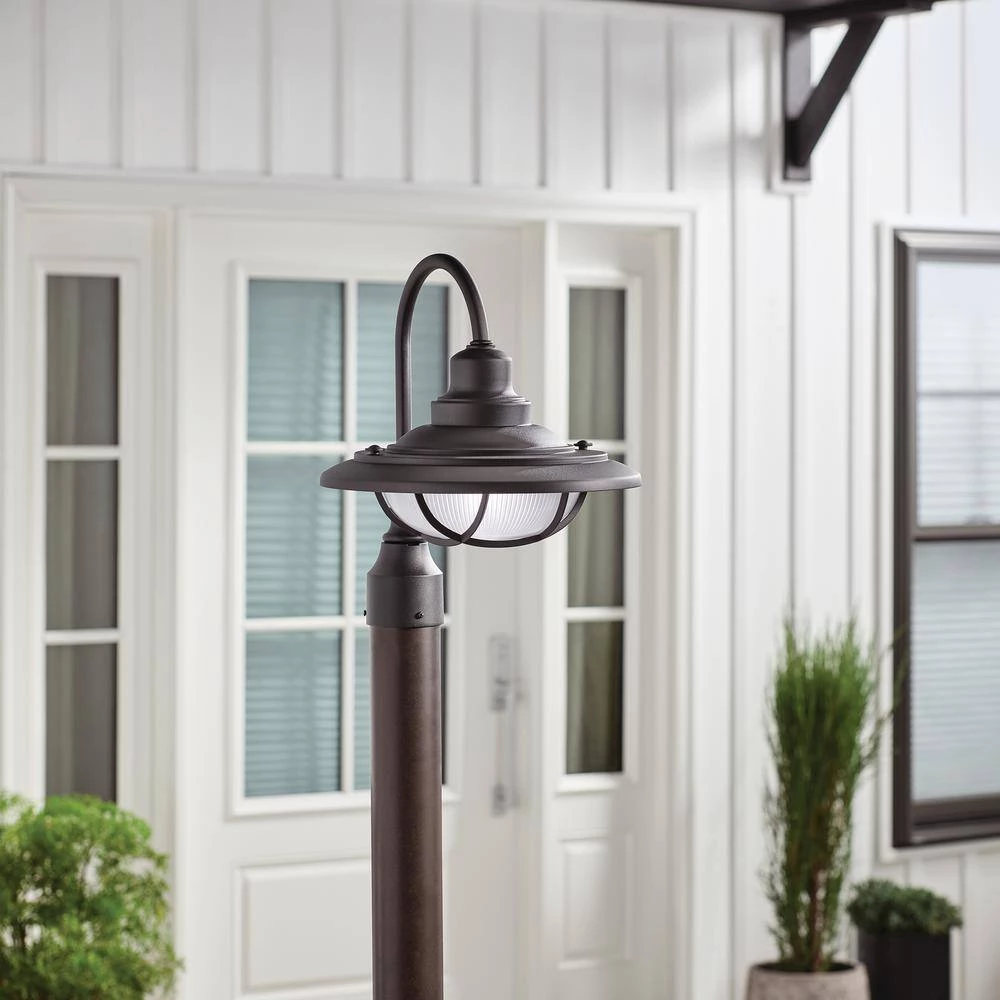 Harvest Ridge Hardwired 1-Light Textured Black 4x4 Outdoor Deck Lamp Post Light with Clear Ribbed Glass (1-Pack) by KICHLER 5 Harvest Ridge Hardwired 1-Light Textured Black 4x4 Outdoor Deck Lamp Post Light with Clear Ribbed Glass (1-Pack) by KICHLER - Image 3