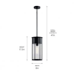 Camillo 18 in. 1-Light Textured Black Outdoor Hanging Pendant Outdoor Light with Clear Seeded Glass (1-Pack) by KICHLER -Kichler Sales textured black kichler outdoor pendant lights 59082bkt 1f 1000