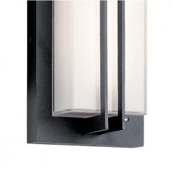 Manhattan 1-Light Textured Black Integrated LED Outdoor Light Wall Sconce with White Glass (1-Pack) by KICHLER -Kichler Sales textured black kichler outdoor sconces 49298bktled 4f 1000
