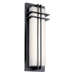 Manhattan 1-Light Textured Black Integrated LED Outdoor Light Wall Sconce with White Glass (1-Pack) by KICHLER
