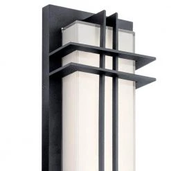 Manhattan 1-Light Textured Black Integrated LED Outdoor Light Wall Sconce with White Glass (1-Pack) by KICHLER -Kichler Sales textured black kichler outdoor sconces 49298bktled c3 1000