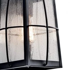 Tolerand 17.75 in. 1-Light Textured Black Outdoor Light Wall Sconce with Clear Seeded Glass (1-Pack) by KICHLER -Kichler Sales textured black kichler outdoor sconces 49553bkt c3 1000