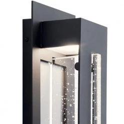 River Path 17.5 in. 1-Light Textured Black Outdoor Light Integrated LED Wall Sconce with Clear Seeded Glass (1-Pack) by KICHLER -Kichler Sales textured black kichler outdoor sconces 49945bktled c3 1000