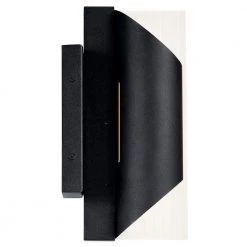 Astalis 12 in. 1-Light Textured Black Integrated LED Outdoor Wall Lantern Sconce with Ribbed Glass (1-Pack) by KICHLER -Kichler Sales textured black kichler outdoor sconces 59076bktled c3 1000