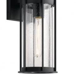 Camillo 15 in. 1-Light Textured Black Outdoor Light Wall Sconce Lantern with Clear Seeded Glass (1-Pack) by KICHLER -Kichler Sales textured black kichler outdoor sconces 59080bkt c3 1000