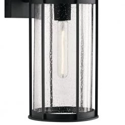 Camillo 18 in. 1-Light Textured Black Outdoor Light Wall Sconce Lantern with Clear Seeded Glass (1-Pack) by KICHLER -Kichler Sales textured black kichler outdoor sconces 59081bkt 4f 1000