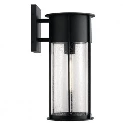 Camillo 18 in. 1-Light Textured Black Outdoor Light Wall Sconce Lantern with Clear Seeded Glass (1-Pack) by KICHLER -Kichler Sales textured black kichler outdoor sconces 59081bkt c3 1000