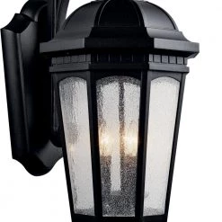 Courtyard 3-Light Textured Black Outdoor Light Wall Sconce with Clear Seeded Glass (1-Pack) by KICHLER -Kichler Sales textured black kichler outdoor sconces 9035bkt c3 1000