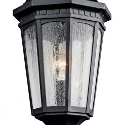 Courtyard 1-Light Textured Black Outdoor Light Wall Mount Lantern with Clear Seeded Glass (1-Pack) by KICHLER -Kichler Sales textured black kichler outdoor sconces 9532bkt 4f 1000