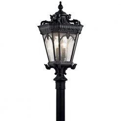Tournai 4-Light Textured Black Outdoor Light Wall Mount Lantern with Clear Seeded Glass (1-Pack) by KICHLER