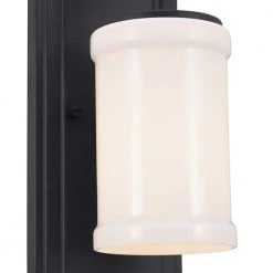 Vetivene 1-Light Textured Black Bathroom Wall Sconce with Opal Glass by KICHLER -Kichler Sales textured black kichler vanity lighting 52454bkt 1f 1000