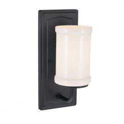 Vetivene 1-Light Textured Black Bathroom Wall Sconce with Opal Glass by KICHLER -Kichler Sales textured black kichler vanity lighting 52454bkt 44 1000