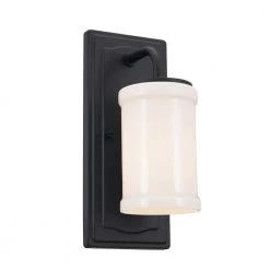 Vetivene 1-Light Textured Black Bathroom Wall Sconce with Opal Glass by KICHLER