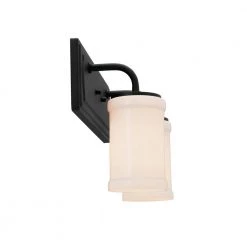 Vetivene 15.25 in. 2-Light Textured Black Bathroom Vanity Light with Opal Glass Shades by KICHLER -Kichler Sales textured black kichler vanity lighting 55130bkt 1f 1000