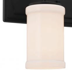 Vetivene 15.25 in. 2-Light Textured Black Bathroom Vanity Light with Opal Glass Shades by KICHLER -Kichler Sales textured black kichler vanity lighting 55130bkt 44 1000