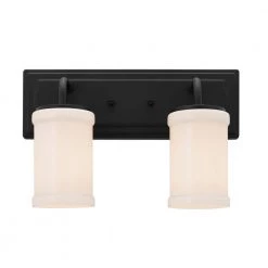 Vetivene 15.25 in. 2-Light Textured Black Bathroom Vanity Light with Opal Glass Shades by KICHLER -Kichler Sales textured black kichler vanity lighting 55130bkt c3 1000