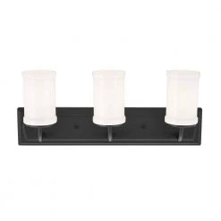 Vetivene 24 in. 3-Light Textured Black Bathroom Vanity Light with Opal Glass Shades by KICHLER -Kichler Sales textured black kichler vanity lighting 55131bkt 4f 1000