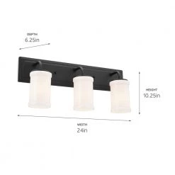 Vetivene 24 in. 3-Light Textured Black Bathroom Vanity Light with Opal Glass Shades by KICHLER -Kichler Sales textured black kichler vanity lighting 55131bkt fa 1000