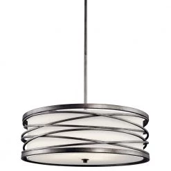 Krasi 4-Light Warm Bronze Contemporary Bedroom Hanging Light Drum Pendant by KICHLER