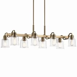 Aivian 42 in. 8-Light Weathered Brass Vintage Industrial Dining Room Linear Chandelier with Clear Glass by KICHLER -Kichler Sales weathered brass kichler chandeliers 52400wbr 4f 1000