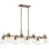 Aivian 42 in. 8-Light Weathered Brass Vintage Industrial Dining Room Linear Chandelier with Clear Glass by KICHLER -Kichler Sales weathered brass kichler chandeliers 52400wbr 64 1000