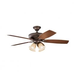 Monarch II Patio 52 in. Outdoor Weathered Copper Downrod Mount Ceiling Fan with Remote by KICHLER -Kichler Sales weathered copper kichler ceiling fans without lights 310103wcp c3 1000