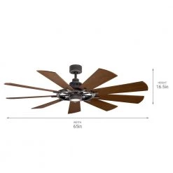 Gentry 65 in. Integrated LED Indoor Weathered Zinc Downrod Mount Ceiling Fan with Light Kit and Wall Control by KICHLER -Kichler Sales weathered zinc kichler ceiling fans with lights 300265wzc c3 1000