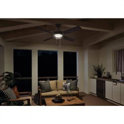 Maor Patio 65 in. Integrated LED Indoor Weathered Zinc Downrod Mount Ceiling Fan with Light Kit and Pull Chain by KICHLER -Kichler Sales weathered zinc kichler ceiling fans with lights 310136wzc 1d 1000