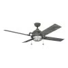 Maor Patio 65 in. Integrated LED Indoor Weathered Zinc Downrod Mount Ceiling Fan with Light Kit and Pull Chain by KICHLER -Kichler Sales weathered zinc kichler ceiling fans with lights 310136wzc 64 1000