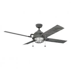 Maor Patio 65 in. Integrated LED Indoor Weathered Zinc Downrod Mount Ceiling Fan with Light Kit and Pull Chain by KICHLER
