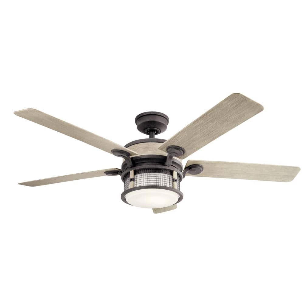 Ahrendale 60 in. Integrated LED Indoor Weathered Zinc Downrod Mount Ceiling Fan with Light Kit and Wall Control by KICHLER 3 Ahrendale 60 in. Integrated LED Indoor Weathered Zinc Downrod Mount Ceiling Fan with Light Kit and Wall Control by KICHLER