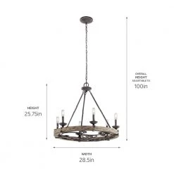 Taulbee 6-Light Weathered Zinc Farmhouse Circle Dining Room Chandelier by KICHLER -Kichler Sales weathered zinc kichler chandeliers 43823wzc 44 1000