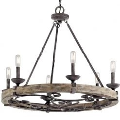 Taulbee 6-Light Weathered Zinc Farmhouse Circle Dining Room Chandelier by KICHLER -Kichler Sales weathered zinc kichler chandeliers 43823wzc 4f 1000