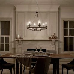 Taulbee 6-Light Weathered Zinc Farmhouse Circle Dining Room Chandelier by KICHLER -Kichler Sales weathered zinc kichler chandeliers 43823wzc 76 1000