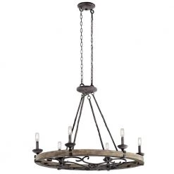 Taulbee 6-Light Weathered Zinc Farmhouse Dining Room Oval Hanging Light Pendant by KICHLER