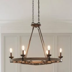 Taulbee 6-Light Weathered Zinc Farmhouse Dining Room Oval Hanging Light Pendant by KICHLER -Kichler Sales weathered zinc kichler chandeliers 43824wzc 76 1000