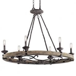Taulbee 6-Light Weathered Zinc Farmhouse Dining Room Oval Hanging Light Pendant by KICHLER -Kichler Sales weathered zinc kichler chandeliers 43824wzc c3 1000