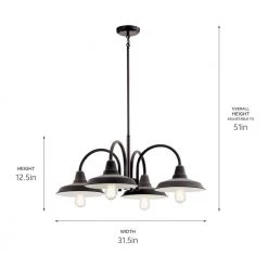 Marrus 4-Light Weathered Zinc and Anvil Iron Vintage Industrial Dining Room Chandelier by KICHLER -Kichler Sales weathered zinc kichler chandeliers 52407wzc 1f 1000