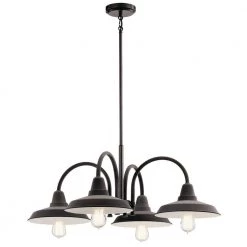 Marrus 4-Light Weathered Zinc and Anvil Iron Vintage Industrial Dining Room Chandelier by KICHLER