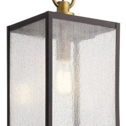 Lahden 1-Light Weathered Zinc Farmhouse Kitchen Pendant Hanging Light with Clear Seeded Glass by KICHLER -Kichler Sales weathered zinc kichler chandeliers 59008wzc 4f 1000