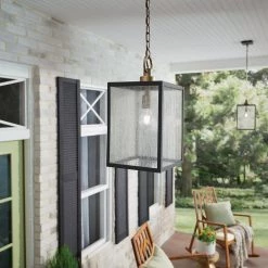 Lahden 1-Light Weathered Zinc Farmhouse Kitchen Pendant Hanging Light with Clear Seeded Glass by KICHLER -Kichler Sales weathered zinc kichler chandeliers 59008wzc fa 1000