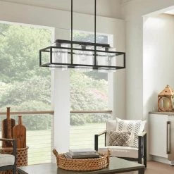Wright 3-Light Weathered Zinc Linear Outdoor Hanging Large Chandelier Outdoor Light with Clear Seedy Glass (1-Pack) by KICHLER -Kichler Sales weathered zinc kichler outdoor chandeliers 49805wzc 44 1000
