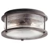 Ashland Bay 2-Light Weathered Zinc Outdoor Flush Mount Outdoor Light with Clear Seeded Ribbed Glass (1-Pack) by KICHLER -Kichler Sales weathered zinc kichler outdoor flush mount lights 49669wzc 64 1000