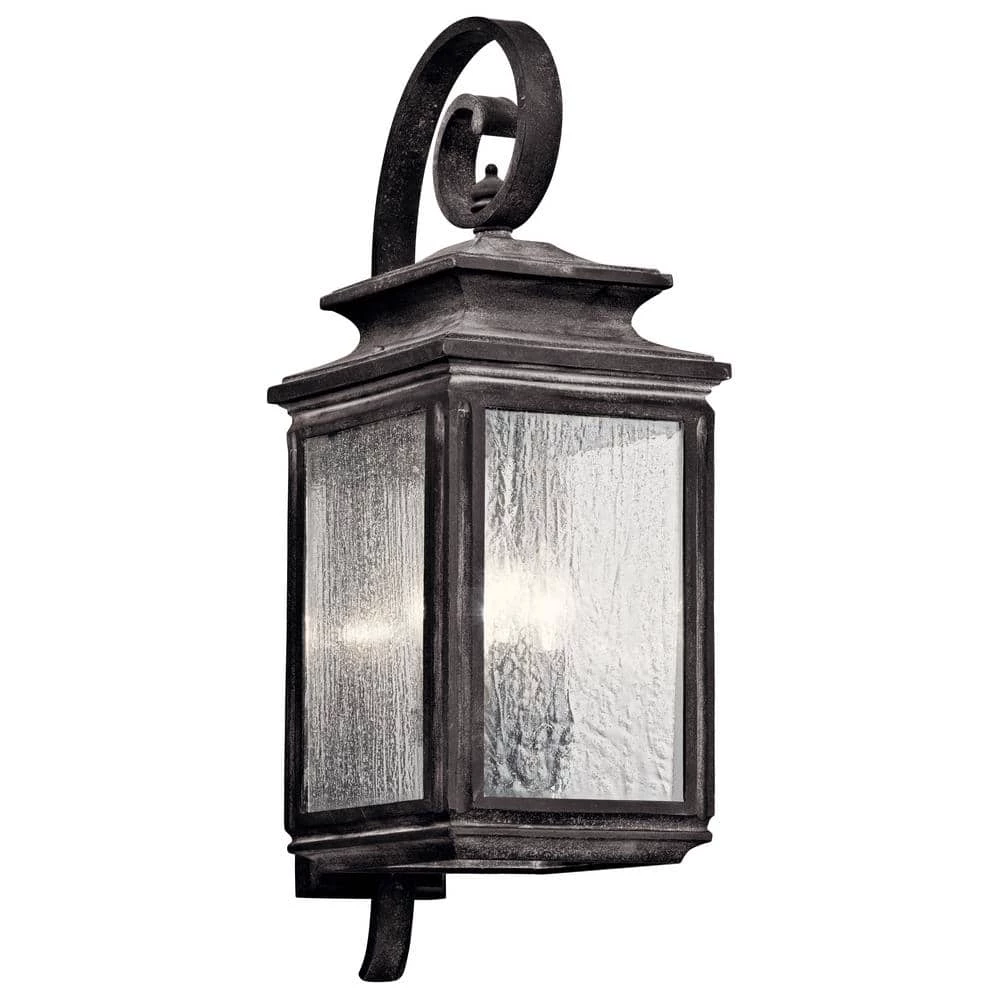 Wiscombe Park 4-Light Weathered Zinc Outdoor Light Wall Sconce with Clear Seeded Glass (1-Pack) by KICHLER 3 Wiscombe Park 4-Light Weathered Zinc Outdoor Light Wall Sconce with Clear Seeded Glass (1-Pack) by KICHLER