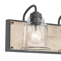 Augustine 22 in. 3-Light Weathered Zinc with Whitewashed Faux Wood Bathroom Vanity Light by KICHLER -Kichler Sales weathered zinc kichler vanity lighting 37523 44 1000