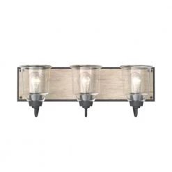 Augustine 22 in. 3-Light Weathered Zinc with Whitewashed Faux Wood Bathroom Vanity Light by KICHLER -Kichler Sales weathered zinc kichler vanity lighting 37523 fa 1000