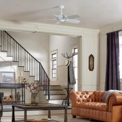 Canfield 44 in. Indoor White Downrod Mount Ceiling Fan with Pull Chain by KICHLER -Kichler Sales white 1 kichler ceiling fans without lights 300107wh 31 1000