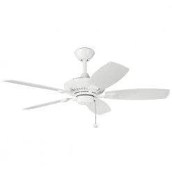 Canfield 44 in. Indoor White Downrod Mount Ceiling Fan with Pull Chain by KICHLER
