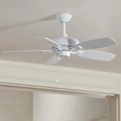 Canfield 44 in. Indoor White Downrod Mount Ceiling Fan with Pull Chain by KICHLER -Kichler Sales white 1 kichler ceiling fans without lights 300107wh fa 1000