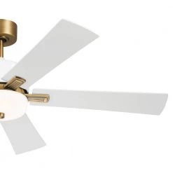 Icon 56 in. Integrated LED Indoor White Downrod Mount Ceiling Fan with Remote Control by KICHLER -Kichler Sales white kichler ceiling fans with lights 300395wh 4f 1000